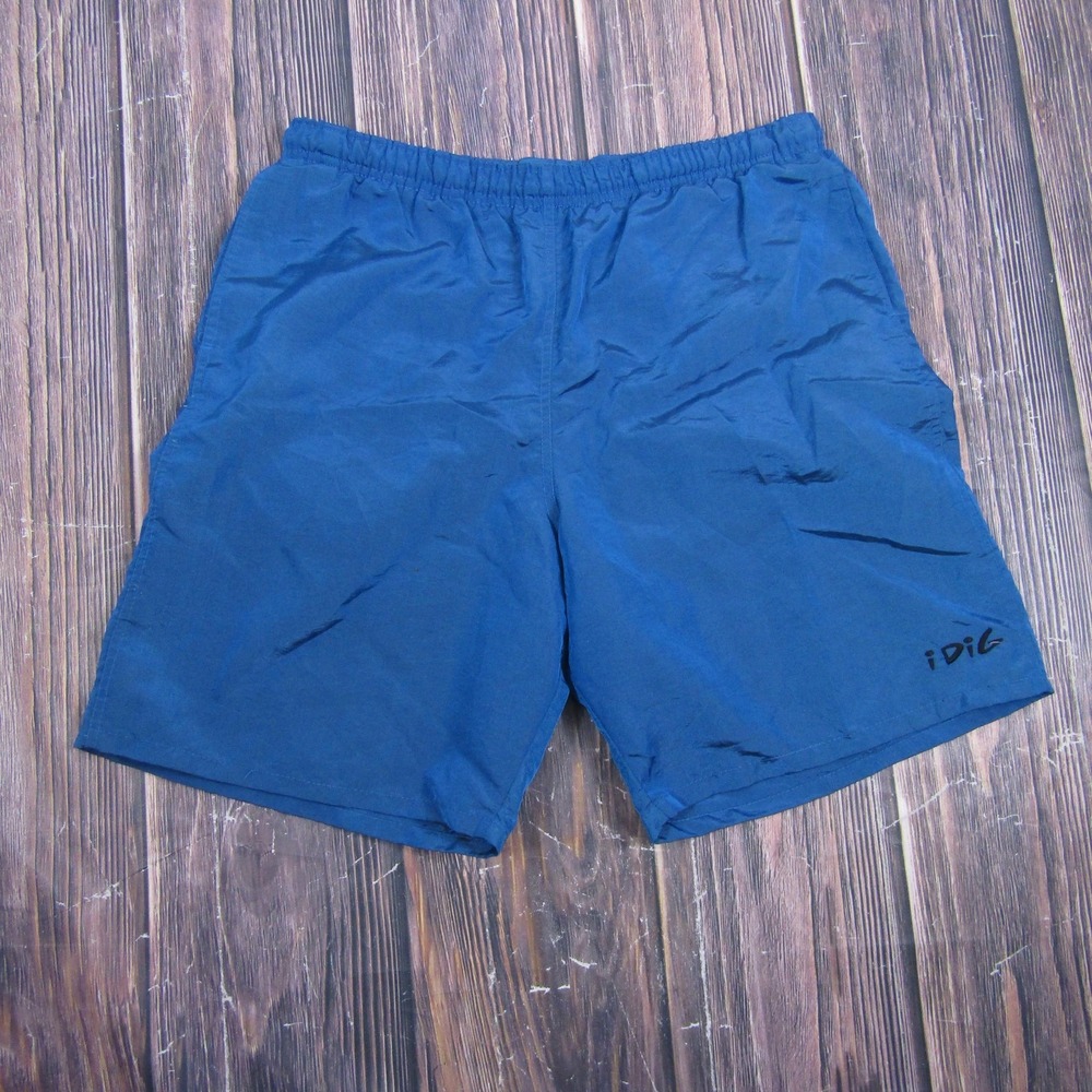 IDIG Sports Mens XL Blue Vintage Nylon Lined Quick Dry Swim Bermuda Shorts USA